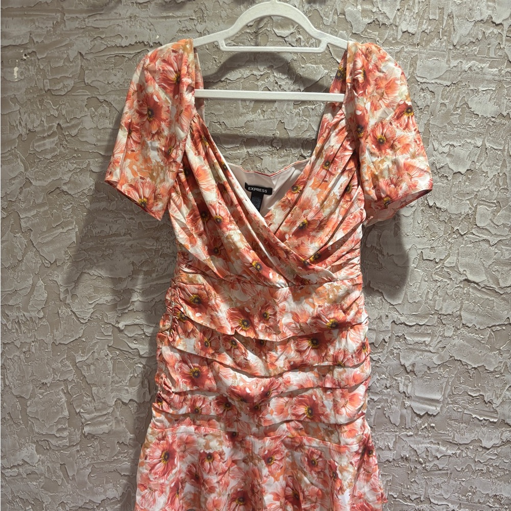 Express Floral Peach Mini Dress
